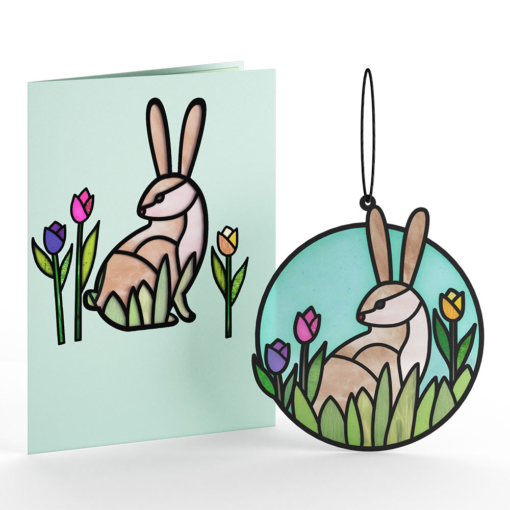 Springtime Bunny Suncatcher Card & Bouquet Bundle