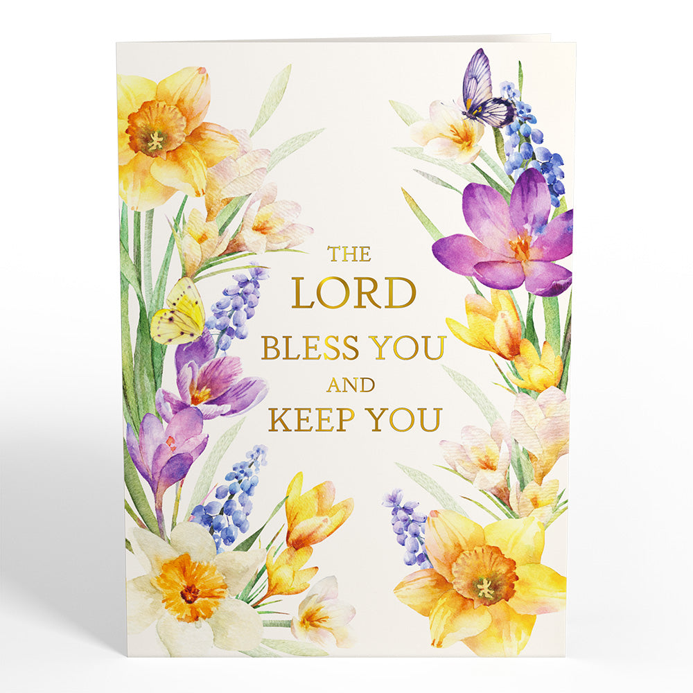The Lord Bless You Floral Cross Pop-Up Card