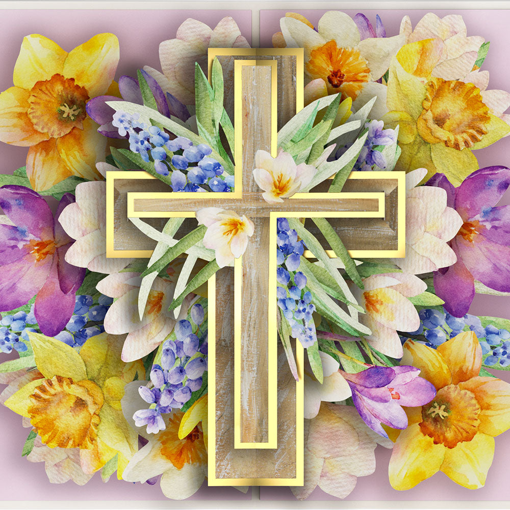 The Lord Bless You Floral Cross Pop-Up Card