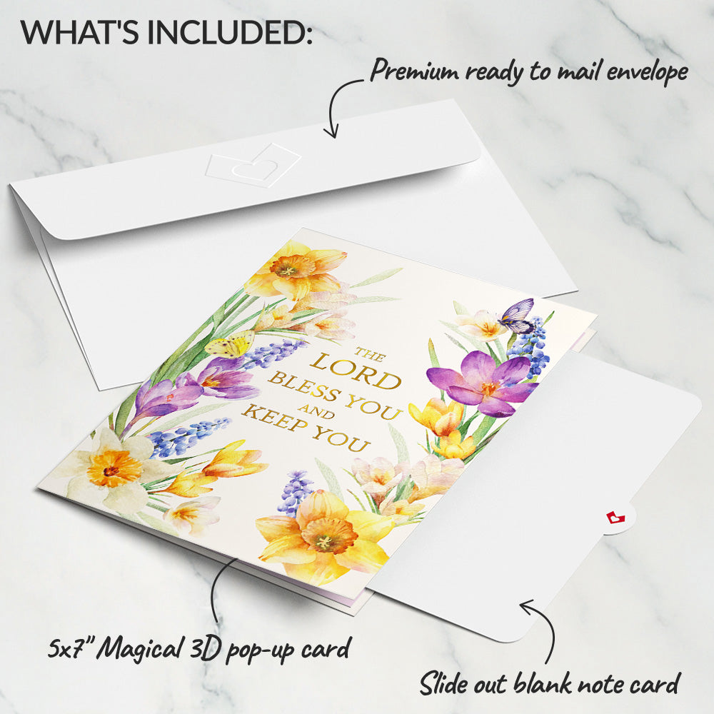 The Lord Bless You Floral Cross Pop-Up Card