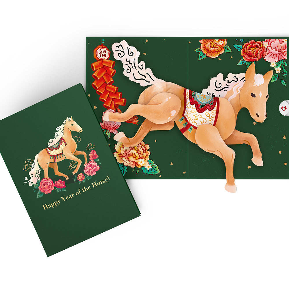 Year of the Horse Lunar New Year Pop-Up Card