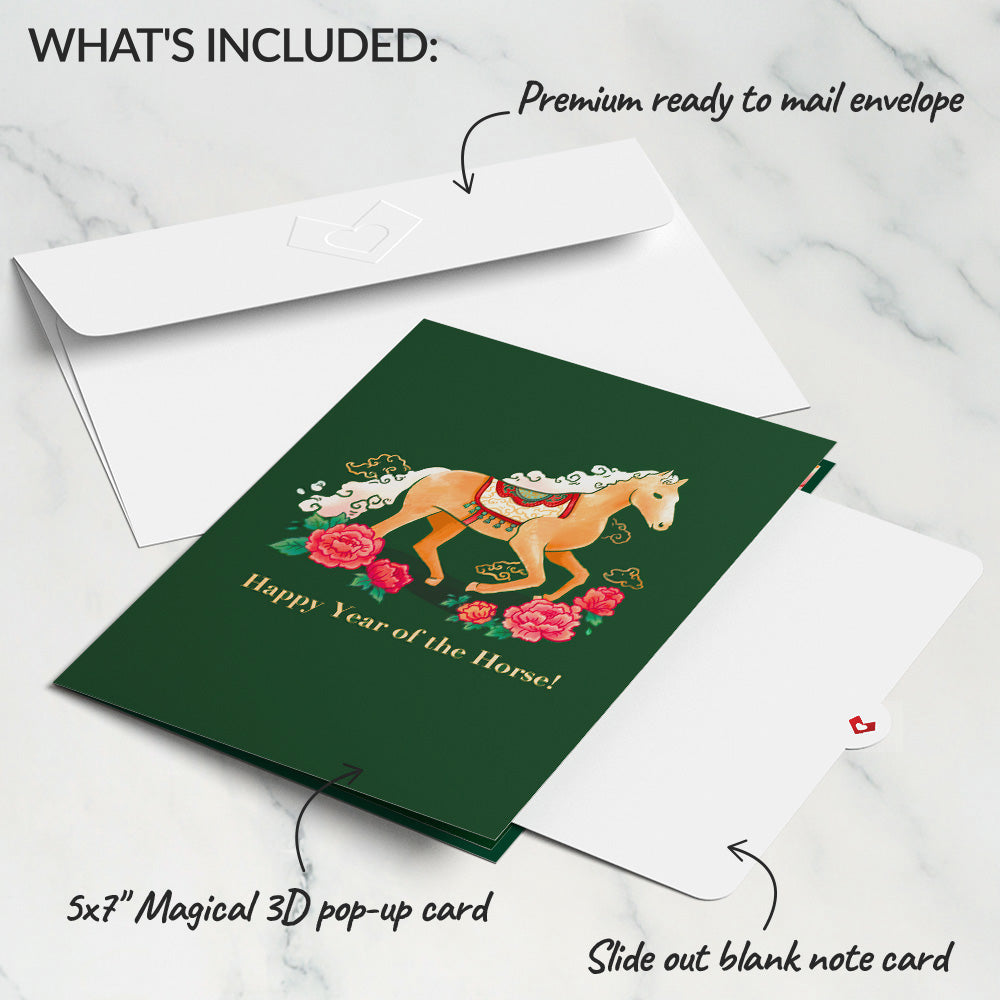 Year of the Horse Lunar New Year Pop-Up Card