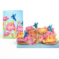 Vibrant Hummingbird Garden Pop-Up Card