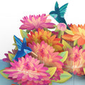 Vibrant Hummingbird Garden Pop-Up Card