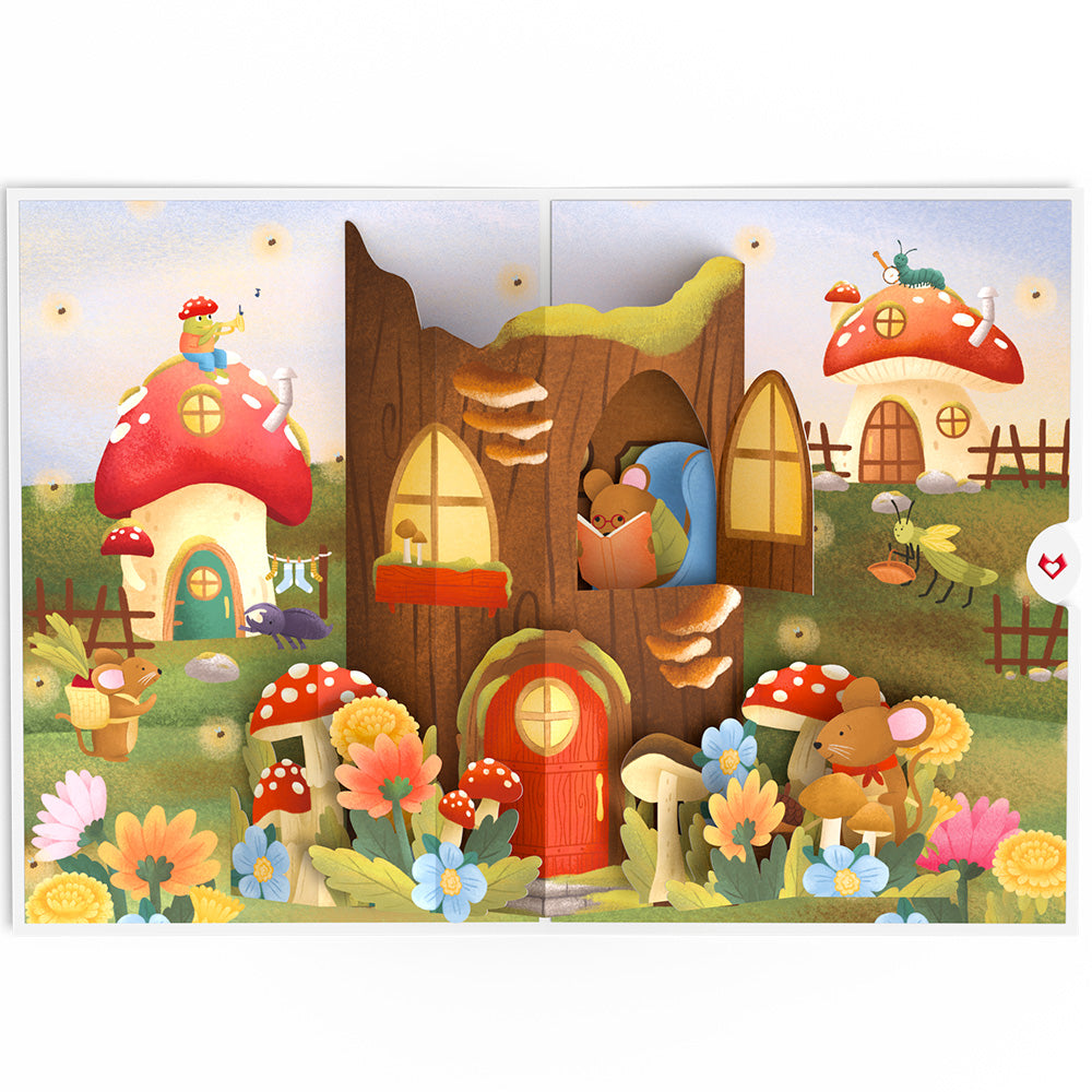 Woodland Critter Village Pop-Up Card
