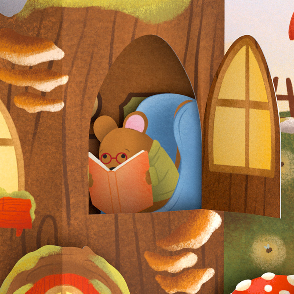Woodland Critter Village Pop-Up Card
