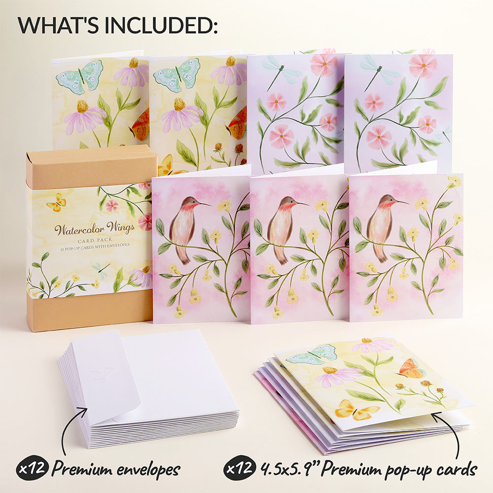 Watercolor Wings Box Set (Assorted 12-pack): Paperpop® Card