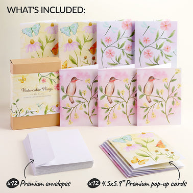 Watercolor Wings Box Set (Assorted 12-pack): Paperpop® Card