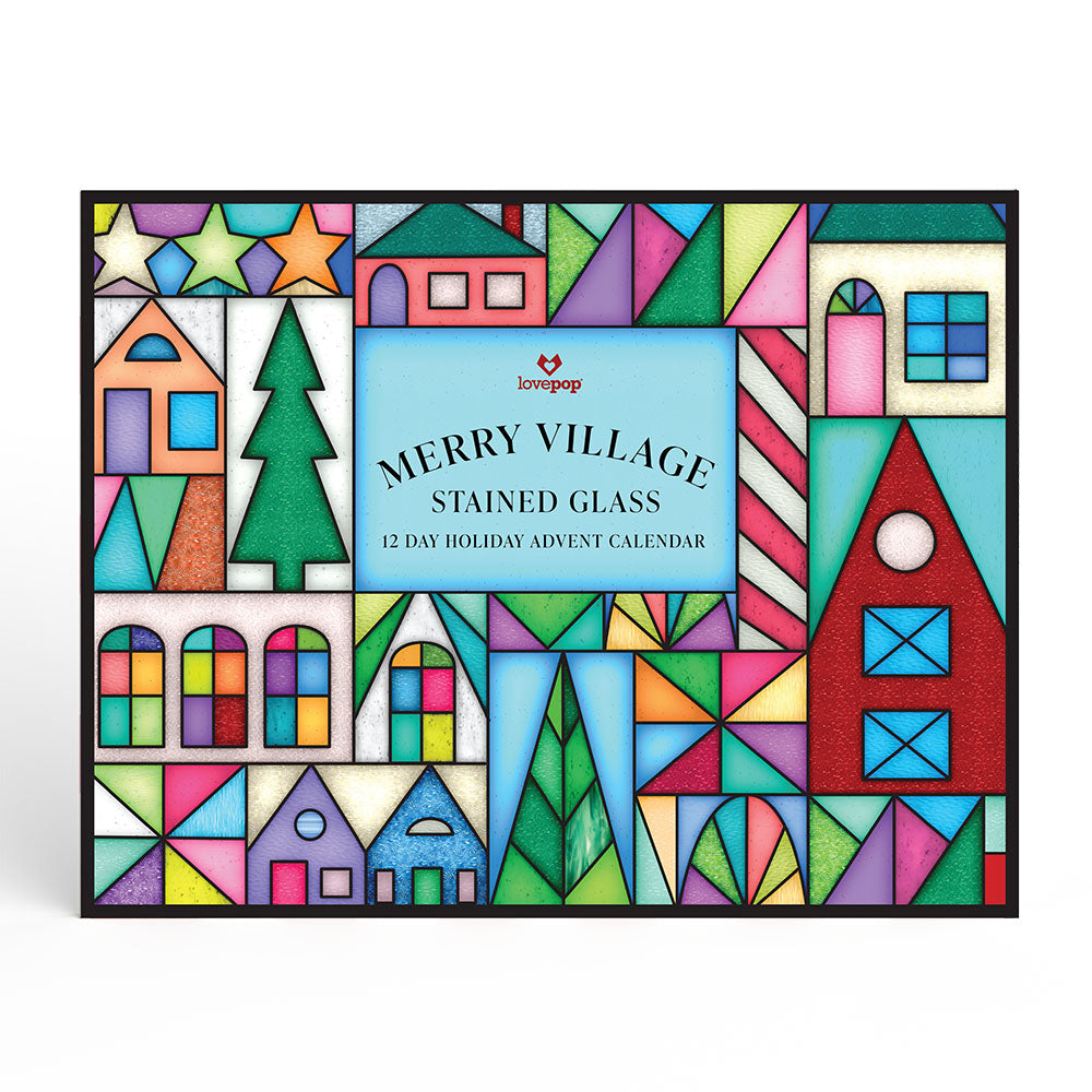 Merry Village Stained Glass 12 Day Holiday Advent Calendar