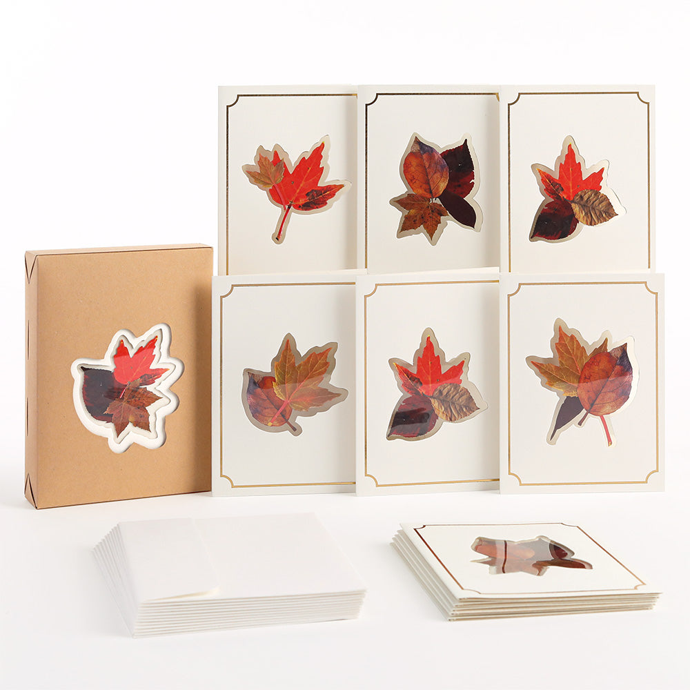 Petal Pressed™ Blank Notecards - Autumn Leaves (Assorted 12-Pack)