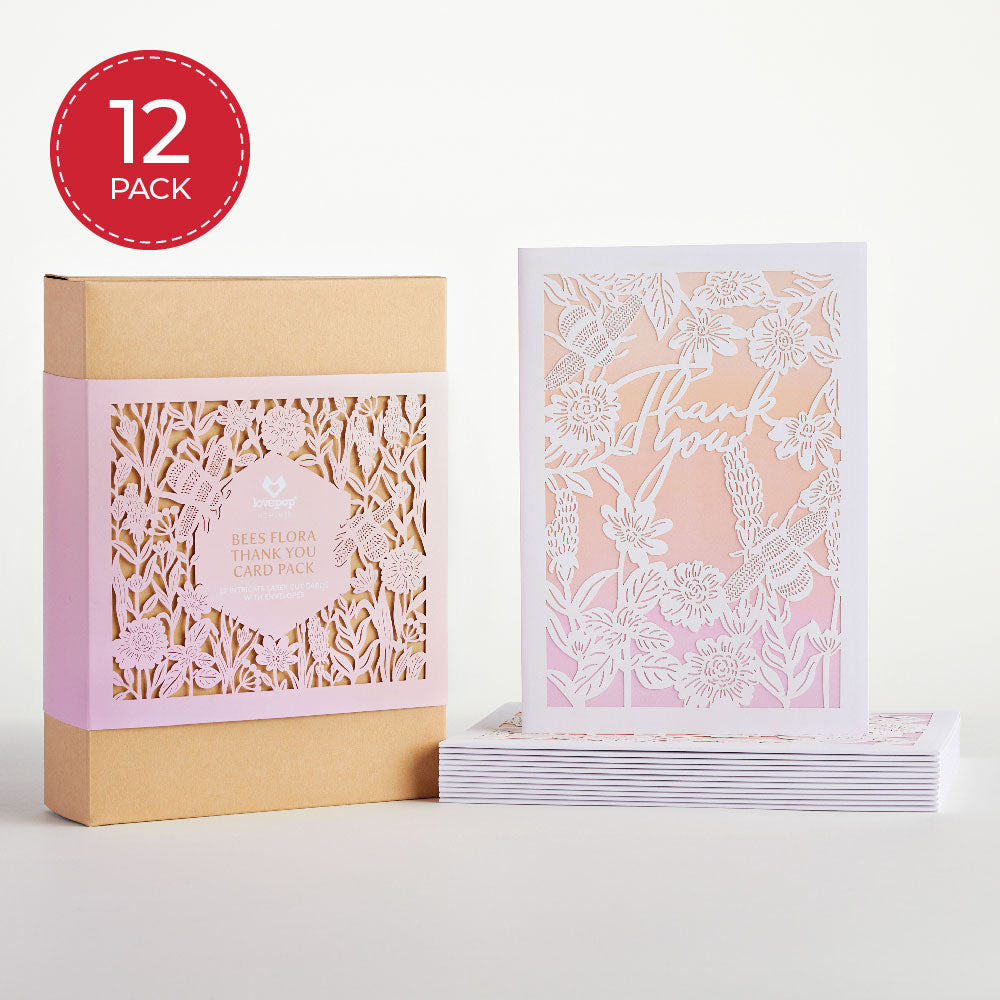 Bees Flora Thank You Card Pack (12-Pack): Lovepop Moments™ Card