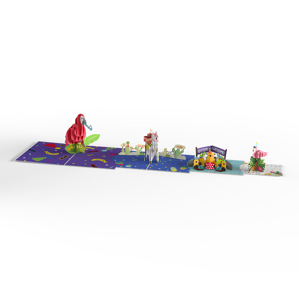 Birthday Party Animals 4-in-1 Nesting Card