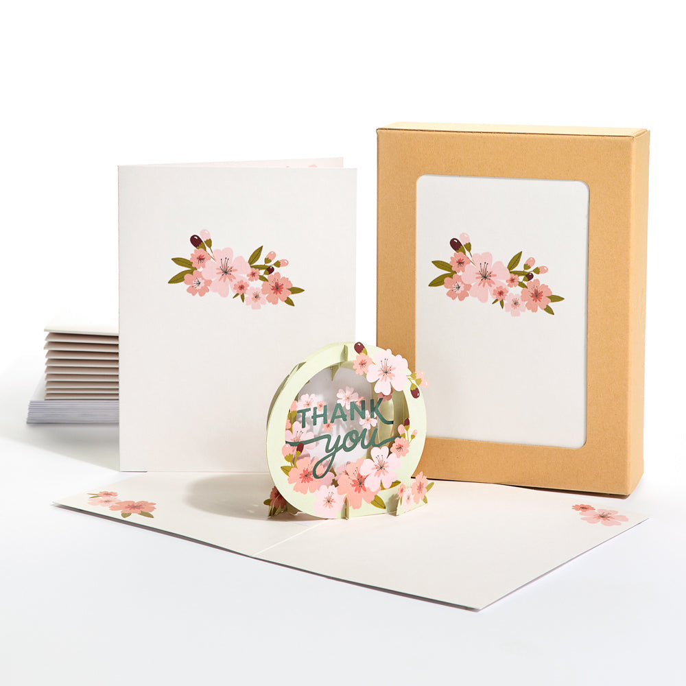 Thanks Card Set Cherry Blossom Thank You Box Set (12-Pack): Paperpop® Card – Lovepop