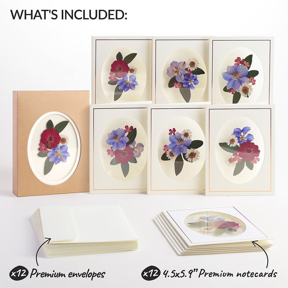 Petal Pressed™ Blank Notecards - Vibrant Wildflower (Assorted 12-Pack)