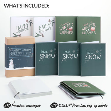 Wintry Holiday Greetings Box Set (Assorted 12-pack): Paperpop® Card