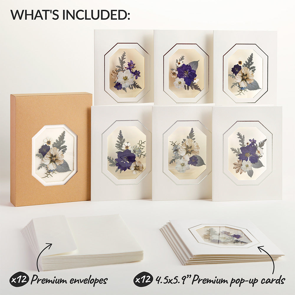 Petal Pressed™ Blank Notecards - Frosted Florals (Assorted 12-Pack)