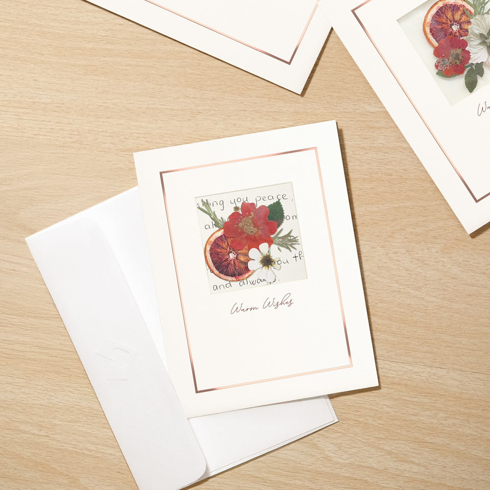 Petal Pressed™ ‘Warm Wishes’  Notecards - Yuletide Crimson (Assorted 12-Pack)