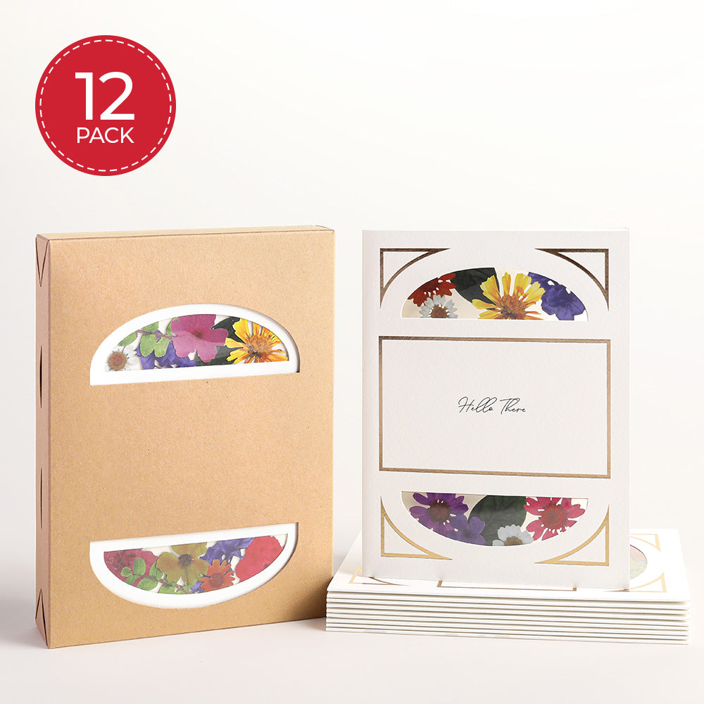Petal Pressed™ ‘Hello There’ Notecards - Cheerful Brights (Assorted 12-Pack)