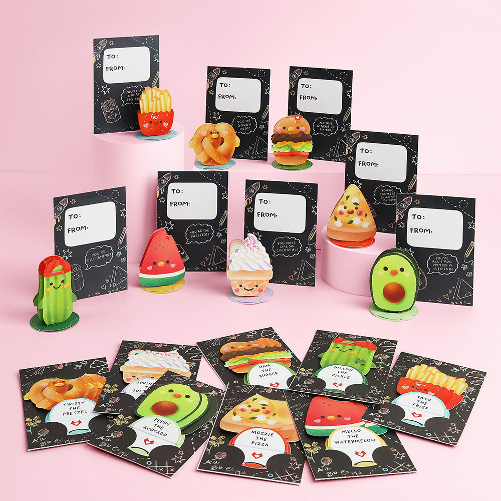 Foodie Friends Valentine's Day Cards for Kids: Classroom 8-Pack