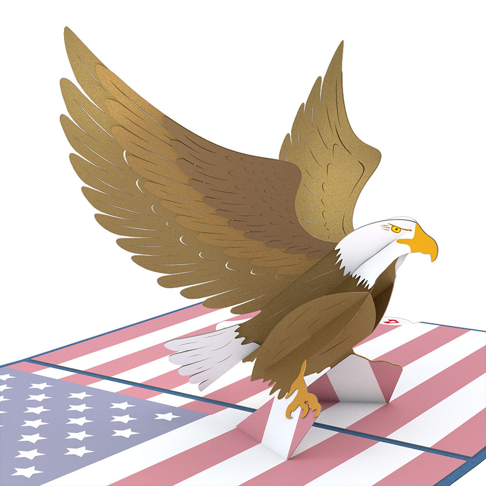 Patriotic Eagle Father's Day Pop-Up Card and Trophy Lawn Care Sentiment Set