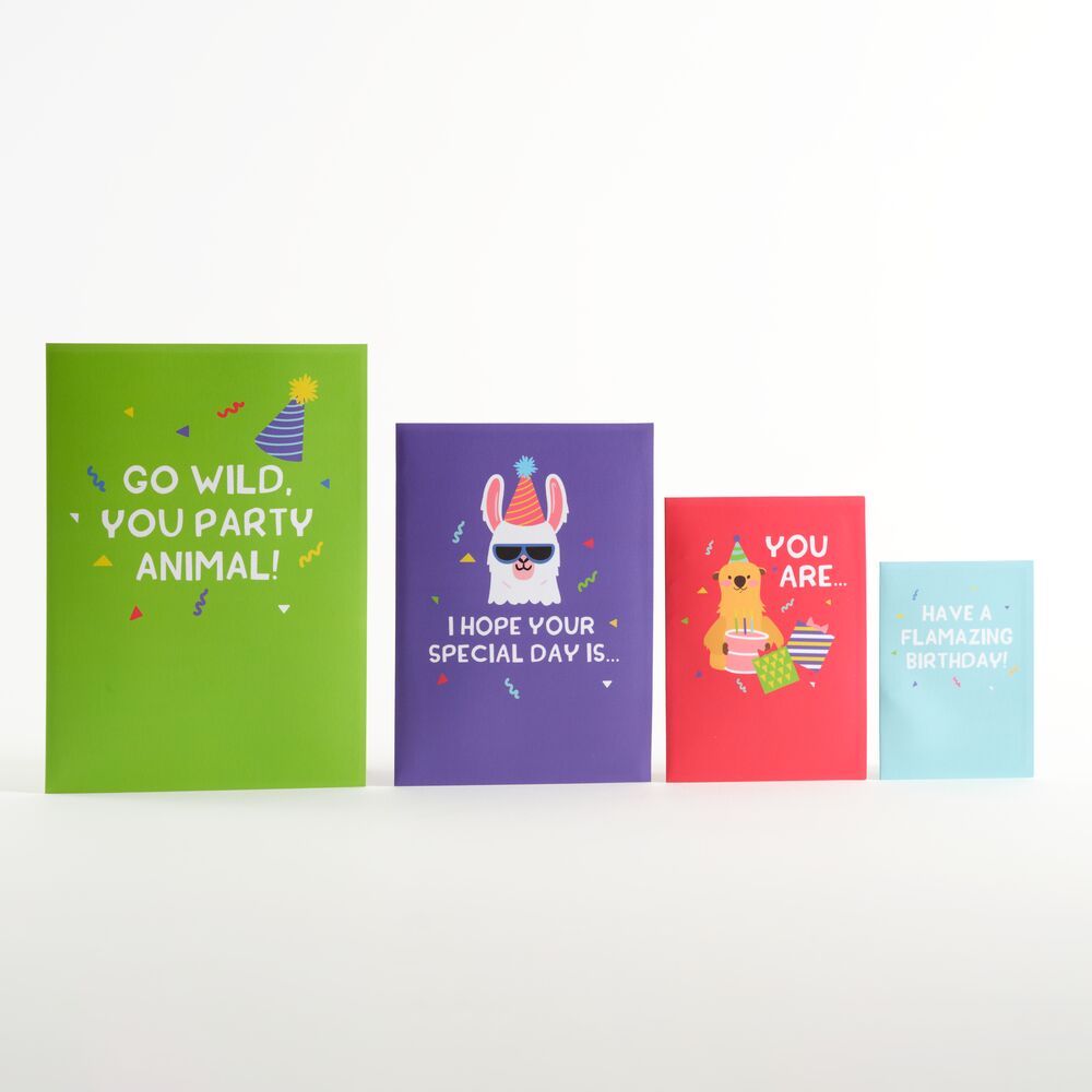 Birthday Party Animals 4-in-1 Nesting Card