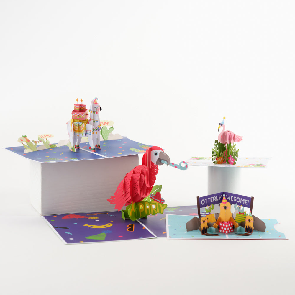 Birthday Party Animals 4-in-1 Nesting Card