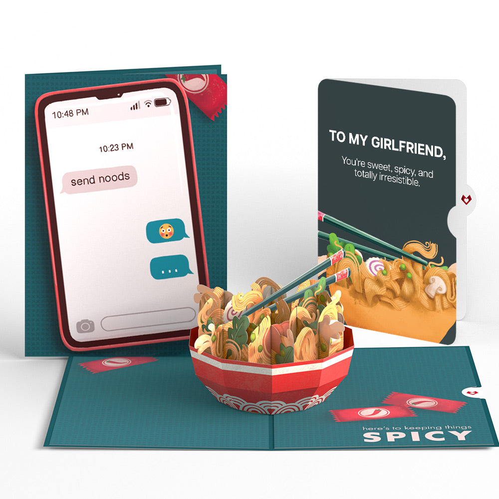 Send Noods Spicy Love Pop-Up Card and Sentiment Set for Girlfriend