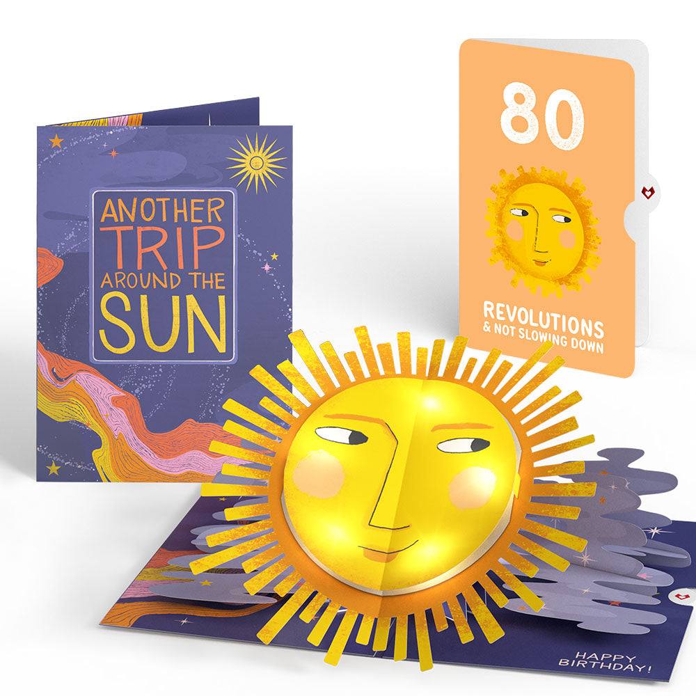 Another Trip Around the Sun 80th Birthday Light-Up Pop-Up Card and Sentiment Set
