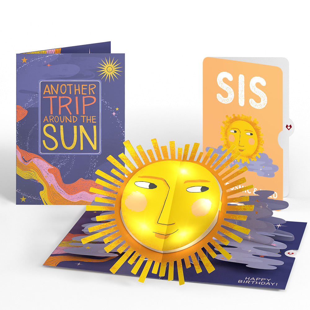 Another Trip Around the Sun Birthday Light-Up Pop-Up Card and Sentiment Set for Sister