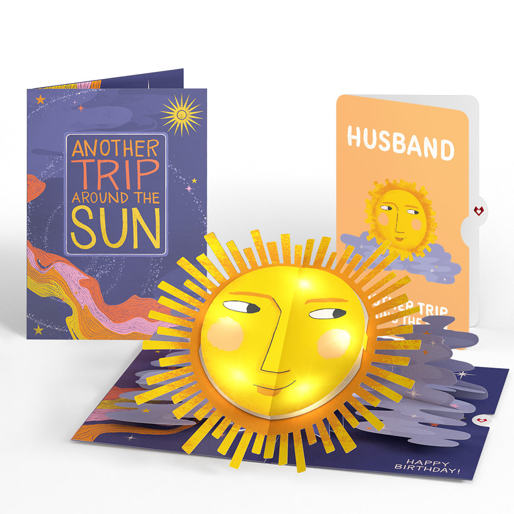 Another Trip Around the Sun Birthday Light-Up Pop-Up Card and Sentiment Set for Husband