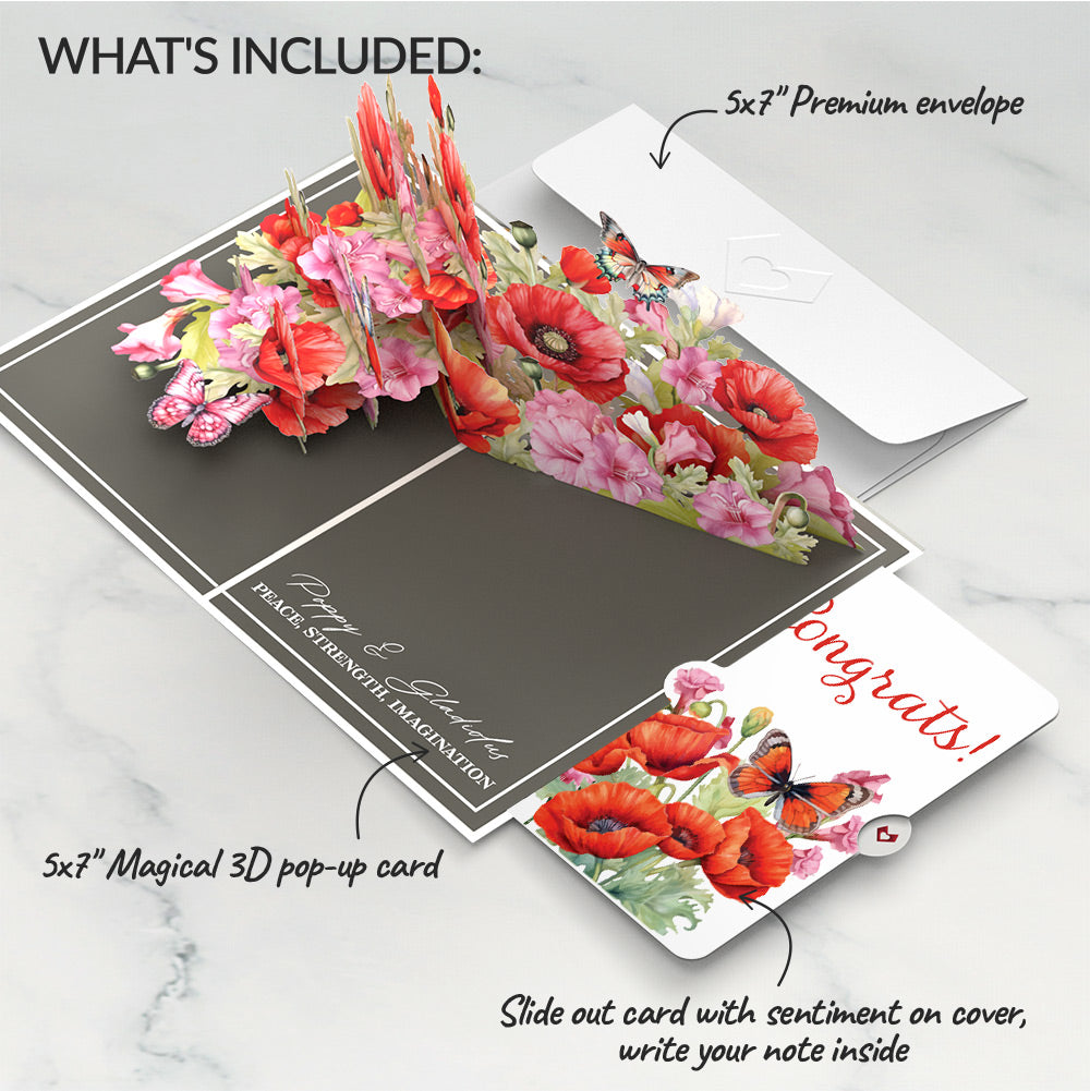 Born to Bloom: August Birth Month Flowers Congratulations Pop-Up Card and Sentiment Set