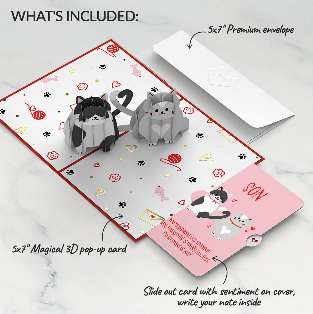 Love Cats Encouragement Pop-Up Card and Sentiment Set for Son
