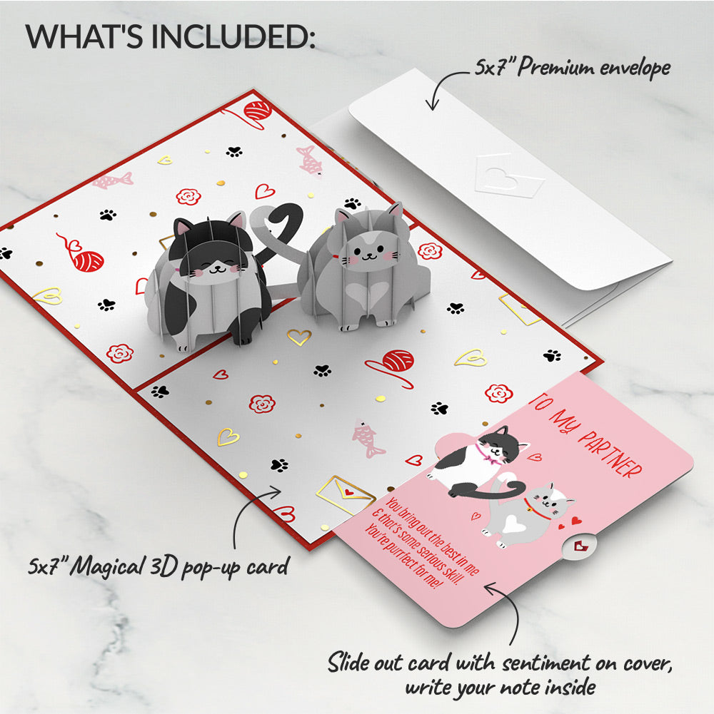 Love Cats Pop-Up Card and Sentiment Set for Partner