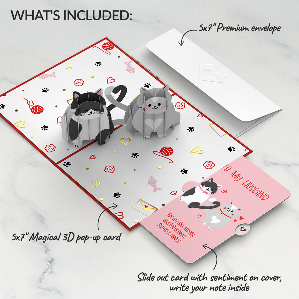 Love Cats Pop-Up Card and Sentiment Set for Husband
