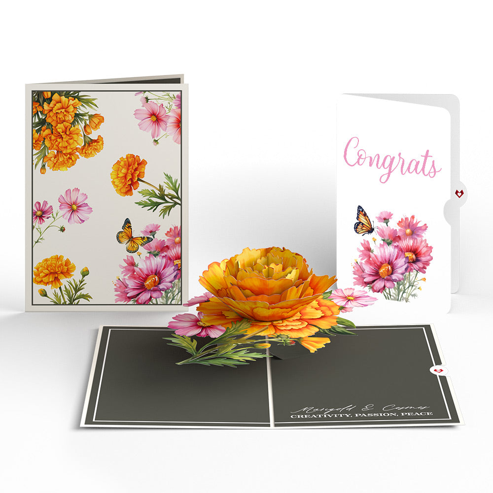 Born to Bloom: October Birth Month Flowers Congratulations Pop-Up Card and Sentiment Set