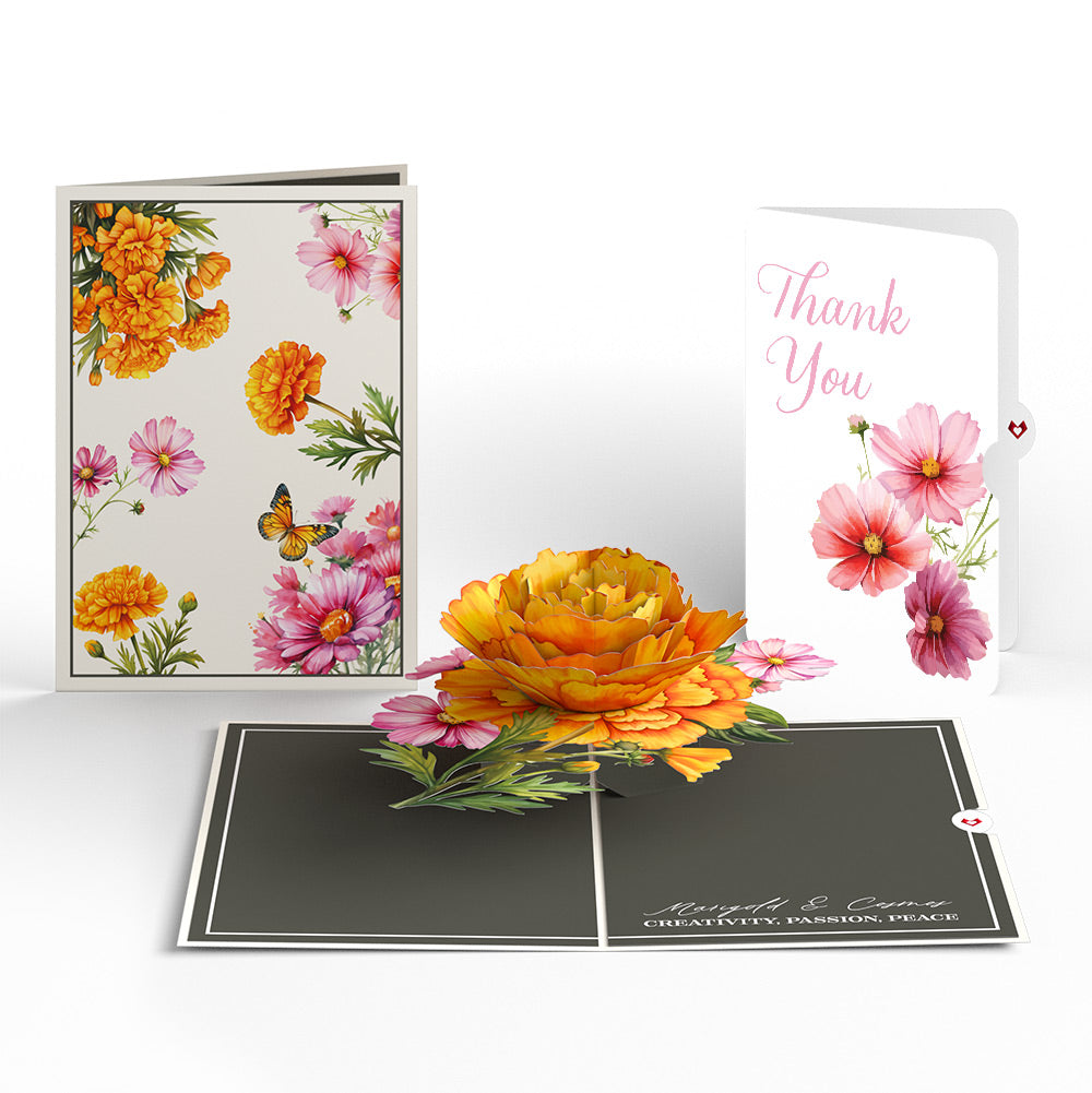 Born to Bloom: October Birth Month Flowers Thank You Pop-Up Card and Sentiment Set