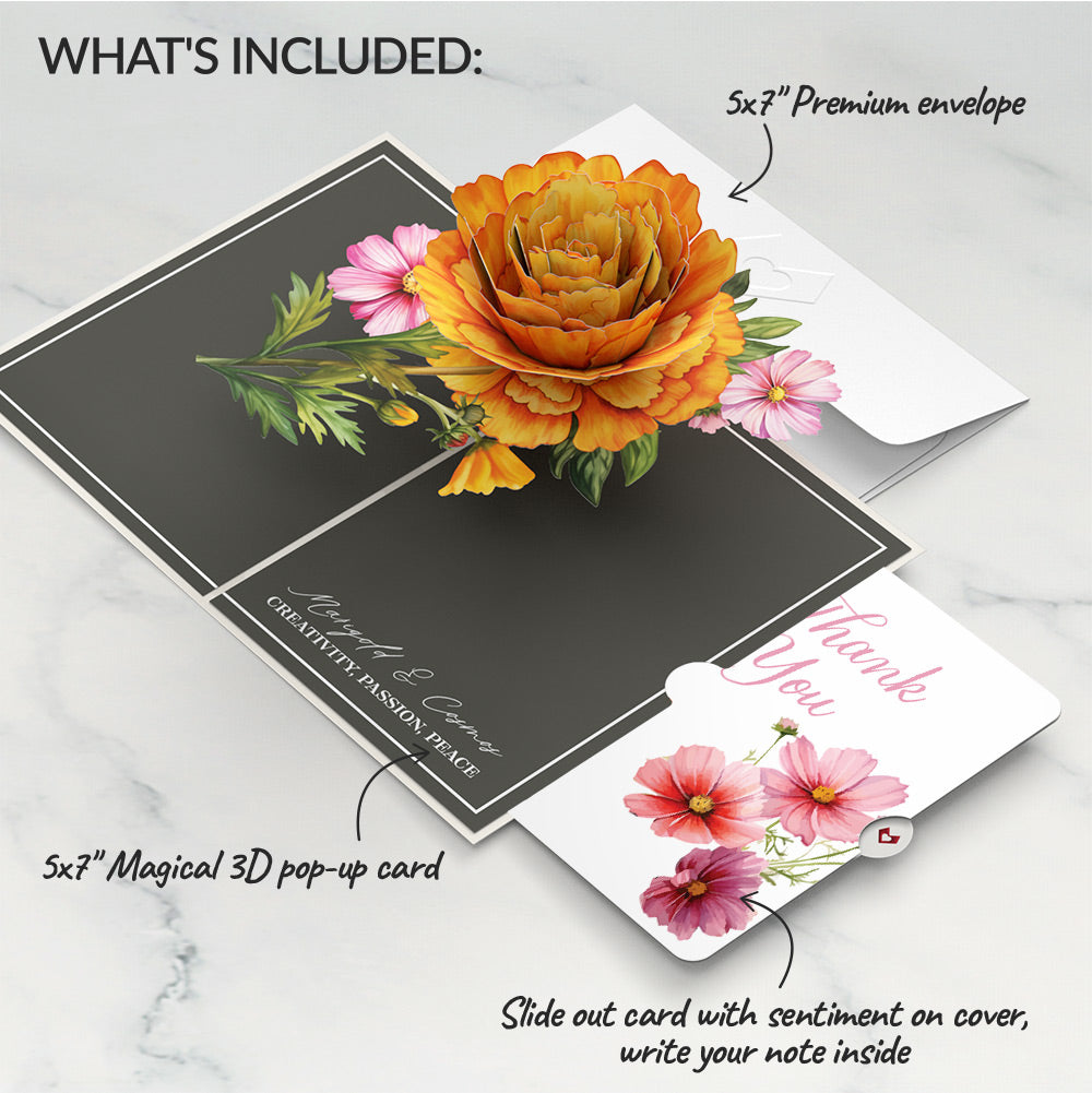 Born to Bloom: October Birth Month Flowers Thank You Pop-Up Card and Sentiment Set