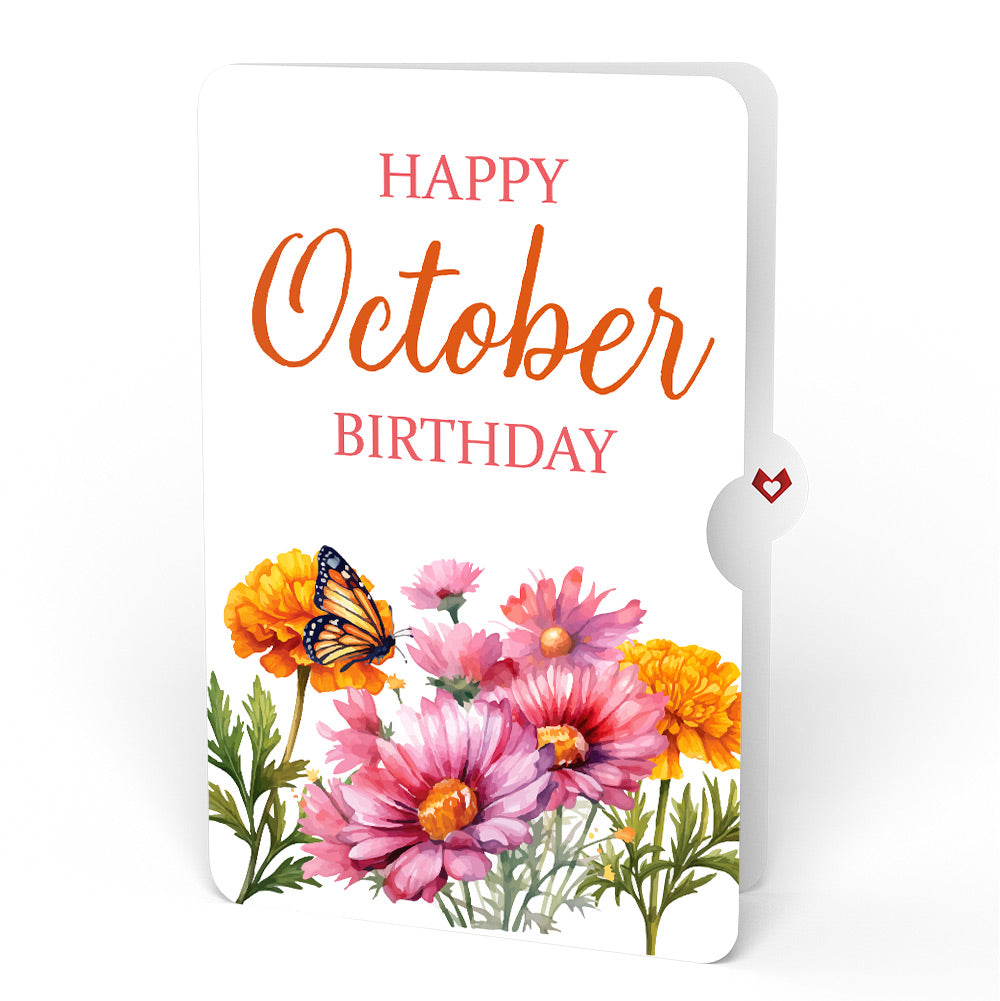 Born to Bloom: October Birth Month Flowers Pop-Up Card and Marigold & Cosmos Sentiment Set