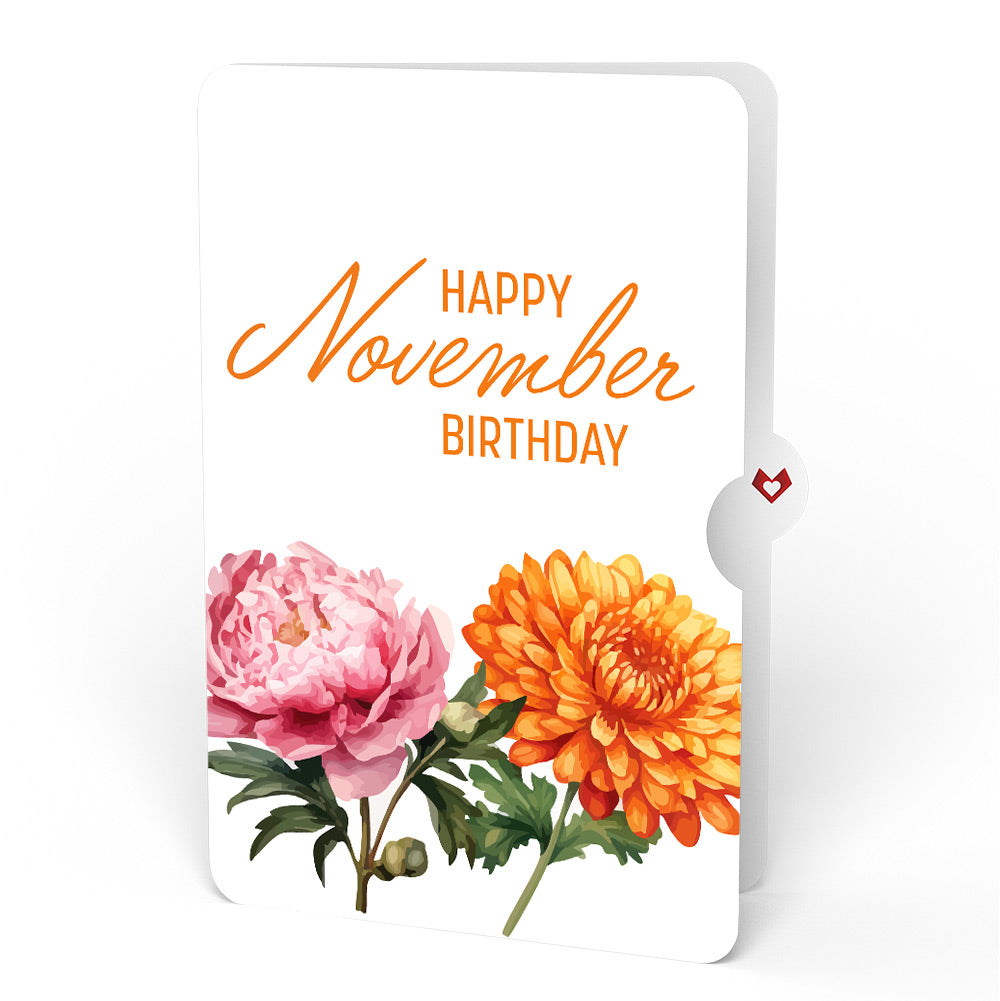 Born to Bloom: November Birth Month Flowers Pop-Up Card and Chrysanthemum & Peony Sentiment Set