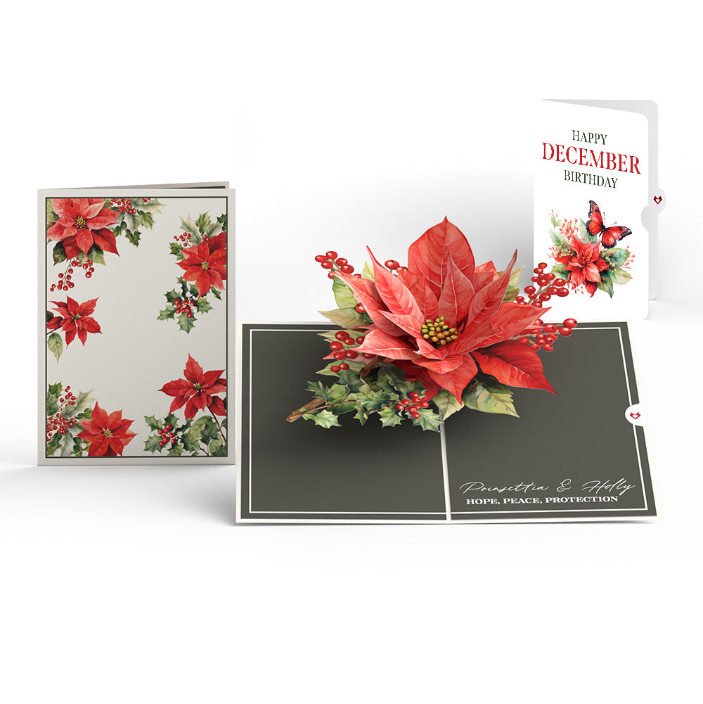 Born to Bloom: December Birth Month Flowers Pop-Up Card and Poinsettia Sentiment Set