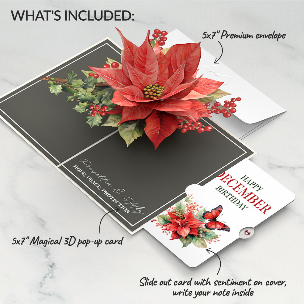 Born to Bloom: December Birth Month Flowers Pop-Up Card and Poinsettia Sentiment Set