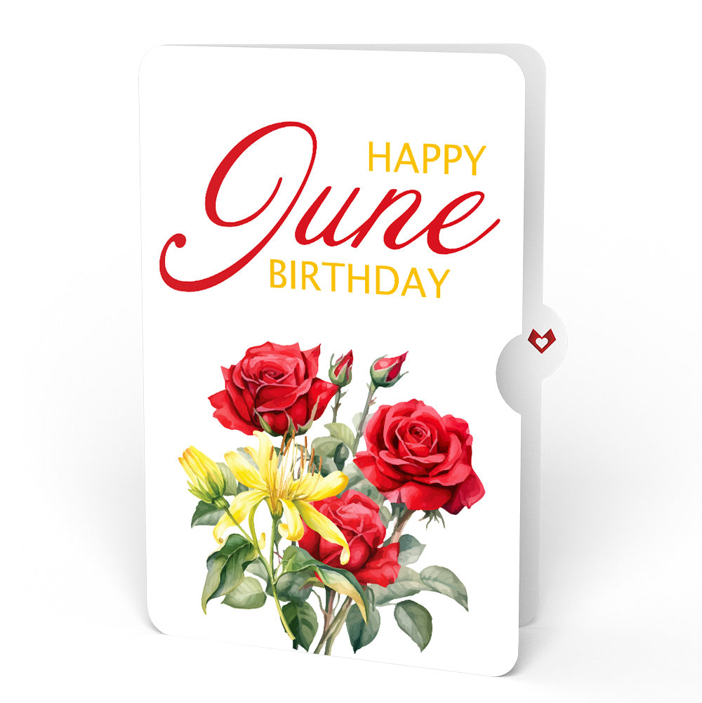 Born to Bloom: June Birth Month Flowers Pop-Up Card and Rose Sentiment Set