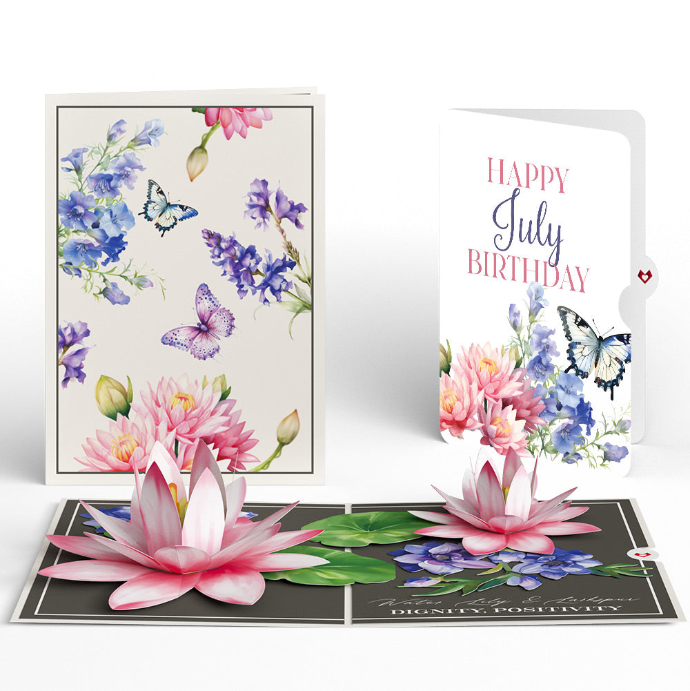 Born to Bloom: July Birth Month Flowers Pop-Up Card and Water Lily & Larkspur Sentiment Set