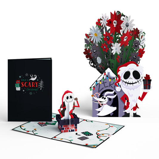 Disney Tim Burton’s The Nightmare Before Christmas Santa Jack Pop-Up Card & Flower Buds Bouquet Bundle