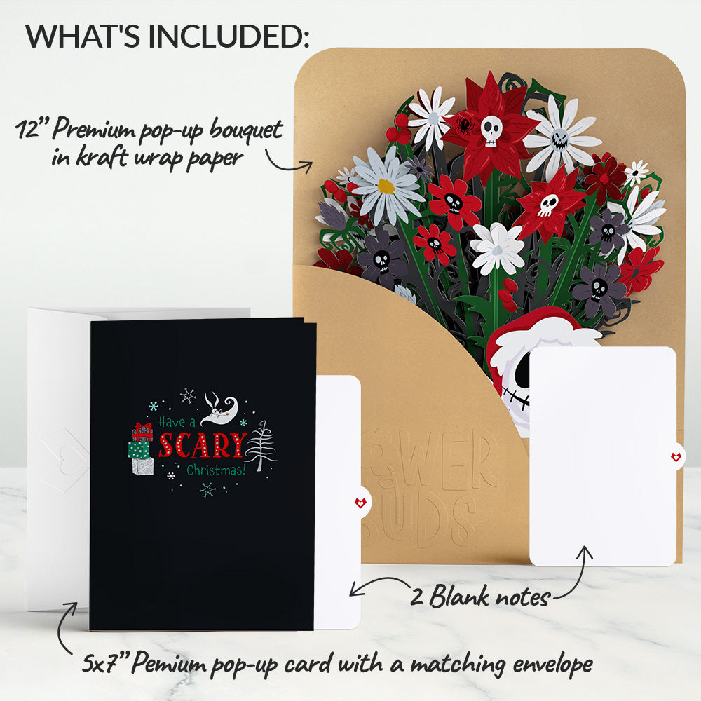 Disney Tim Burton’s The Nightmare Before Christmas Santa Jack Pop-Up Card & Flower Buds Bouquet Bundle