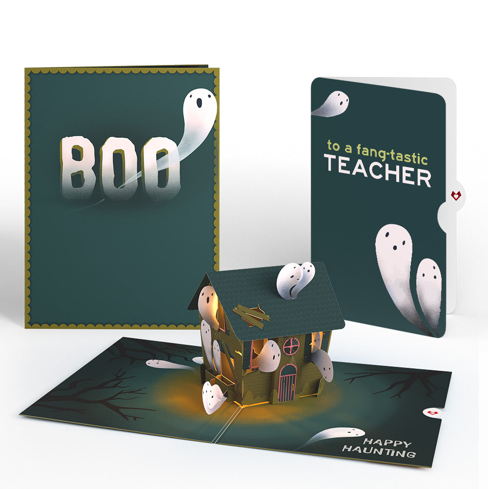 Happy Haunting Halloween Music and Lights Pop-Up Card and Sentiment Set for Teacher