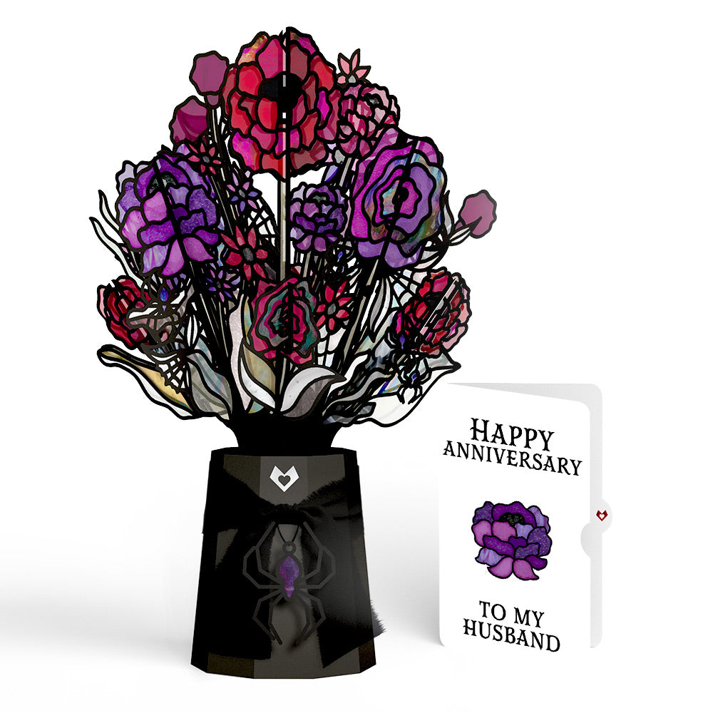 Moonlit Amethyst Anniversary Suncatcher Bouquet and Sentiment Set for Husband