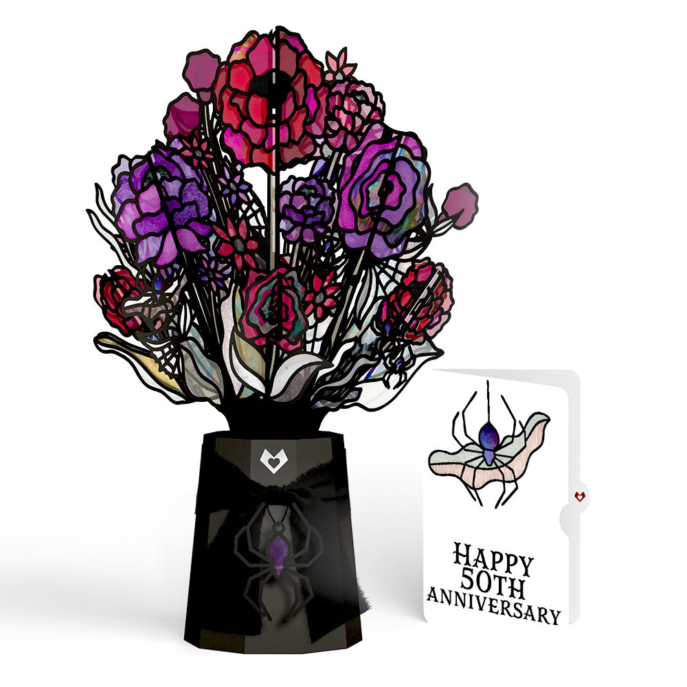 Moonlit Amethyst 50th Anniversary Suncatcher Bouquet and Sentiment Set