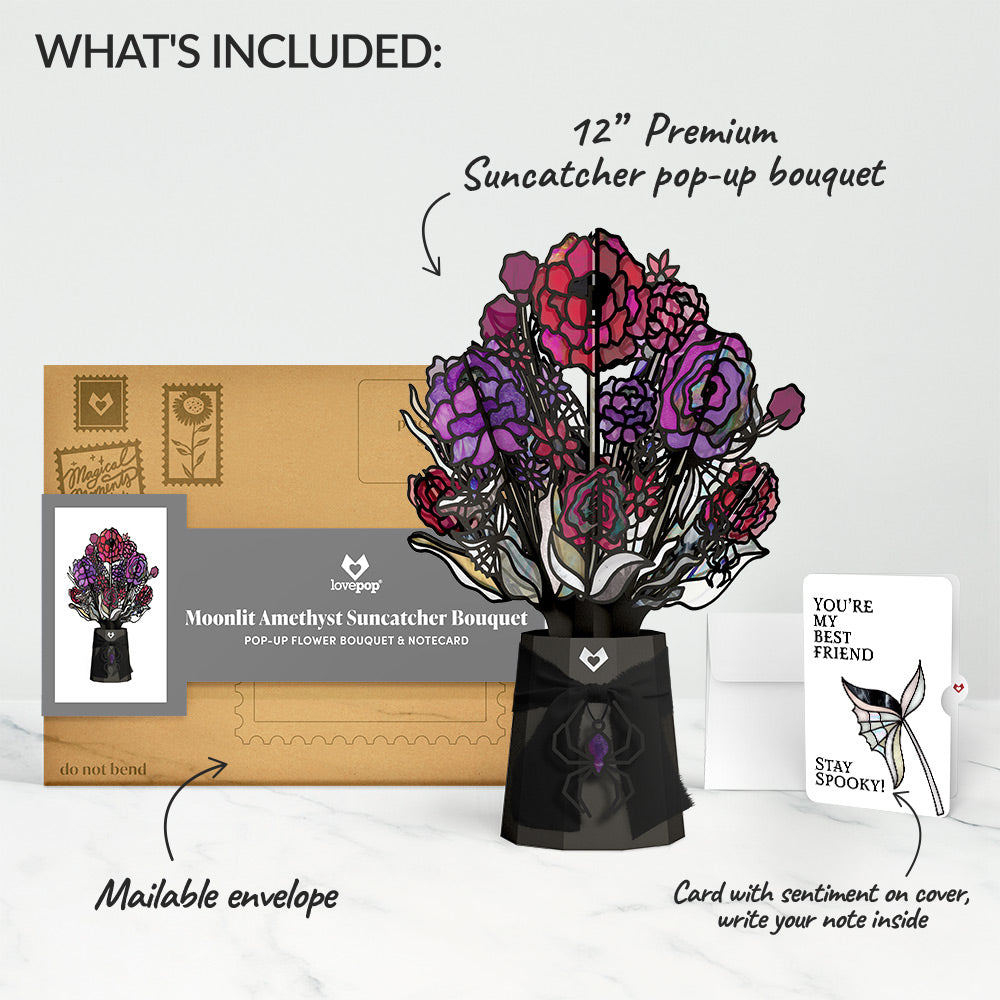 Moonlit Amethyst Halloween Suncatcher Bouquet and Sentiment Set for Best Friend