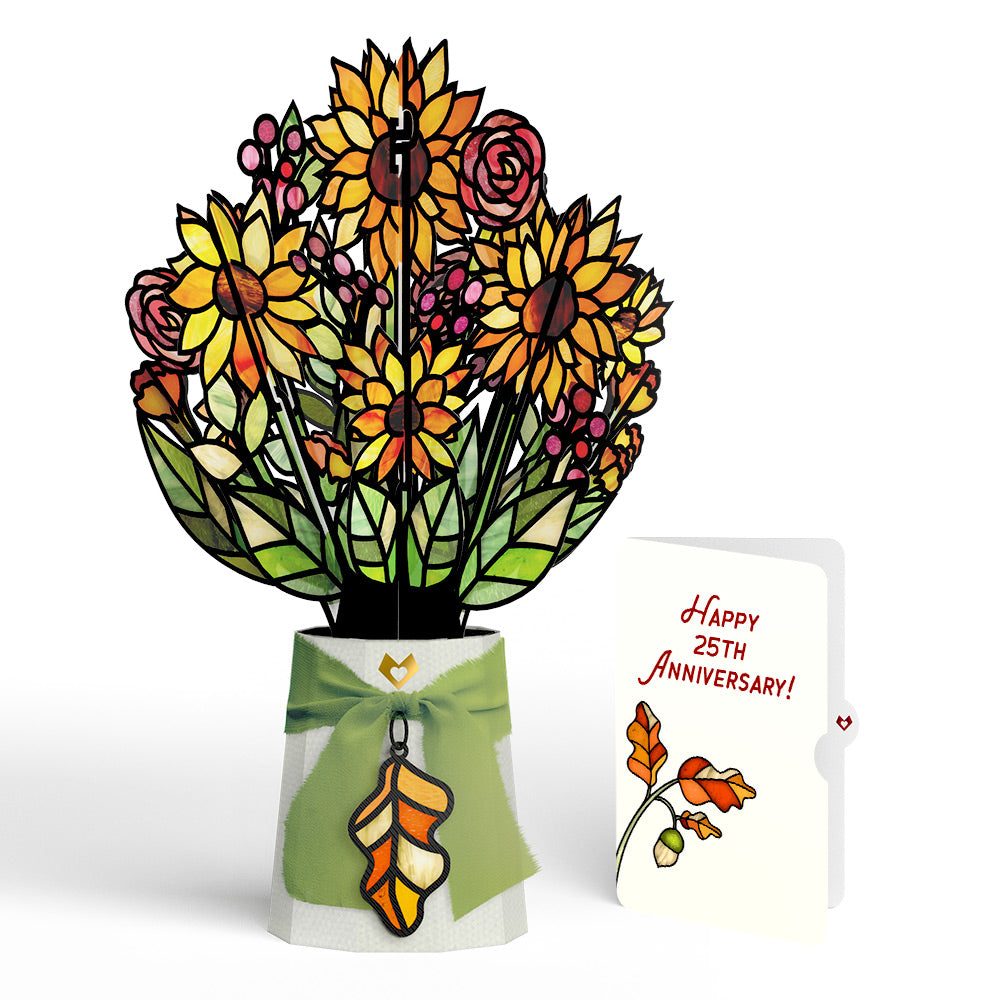 Golden Hour Sunflower 25th Anniversary Suncatcher Bouquet and Sentiment Set